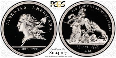 (1776) Medal Libertas Americana Ag 2015 Restrike - 1 oz. PR69DCAM