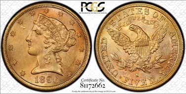 1896-S $5 MS62