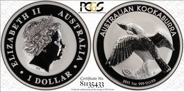 2011-P $1 Kookaburra MS70