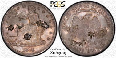 1876-CC T$1 Chopmarked MS63