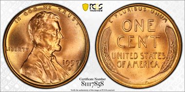 1957-D 1C MS67RD