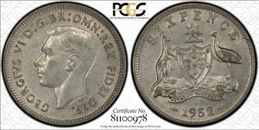 1952(m) 6D KM-45  Ag AU50