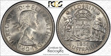 1956(m) Florin KM-60  Ag MS61