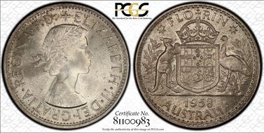 1958(m) Florin KM-60  Ag MS64