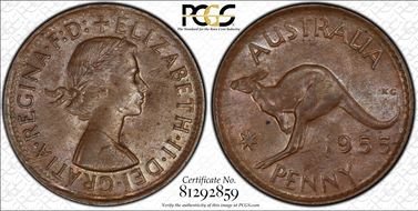 1955 Y. (p) 1D Perth obverse MS62BN