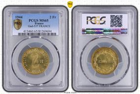 1944 2 Fr Gad-537 F-271 FRANCE MS65