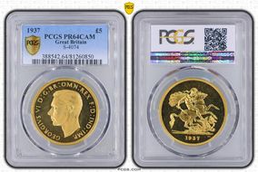 1937 £5 S-4074 PR64CAM