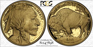 2014-W $50 American Buffalo .9999 Fine Gold PR70DCAM