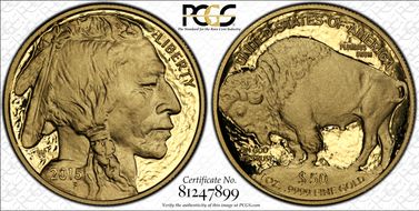 2015-W $50 American Buffalo  .9999 Fine Gold PR70DCAM