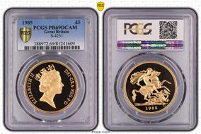 1985 £5 S-SE3 St. George PR69DCAM