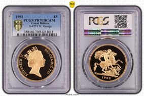 1993 £5 S-SE3 St. George PR70DCAM