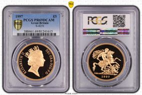 1997 £5 S-SE3 St. George PR69DCAM