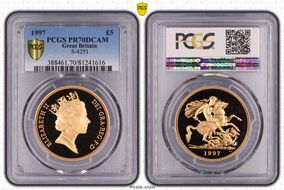 1997 £5 S-SE3 St. George PR70DCAM
