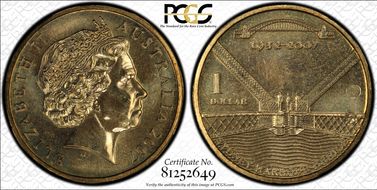 2007-C $1 Sydney Harbour Bridge Counterstamp MS63