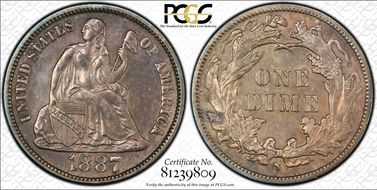 1887-S 10C F-119 AU53