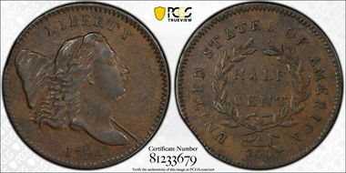 1794 1/2C C-2a Sm Edge Letters AU55BN