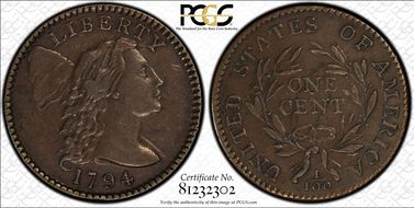 1794 1C S-67, Roman Plicae XF40BN