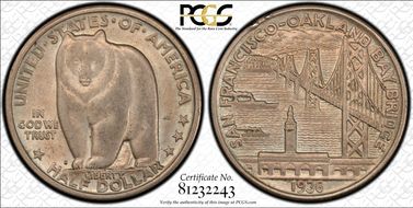 1936-S 50C Bay Bridge AU58