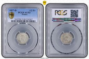 1827-D 1/2 Fr Gad-402 AU53