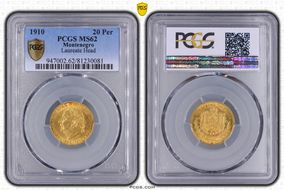 1910 20 Per Laureate Head KM-11  Au MS62