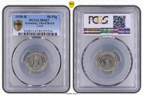 1938-B 50 Pfg J-365 MS67