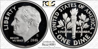 2016-S 10C Silver First Strike PR70DCAM