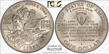 1991-95-D $1 World War II MS68