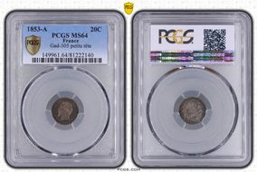 1853-A 20C Gad-305 F-148 Petite tête MS64