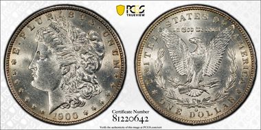 1900-O/CC $1 VAM 12, Overmintmark MS62