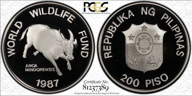 1987 200 P World Wildlife Fund KM-248  Ag PR69DCAM