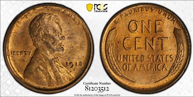 1918-S 1C MS64RD