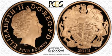 2013 £5 S-L31 Fourth Portrait Au PR69DCAM