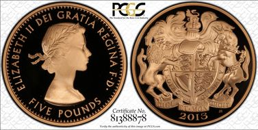 2013 £5 S-L28 First Portrait Au PR69DCAM