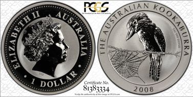 2008-P $1 Kookaburra Ag MS69
