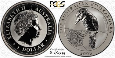 2008-P $1 Kookaburra Ag MS69