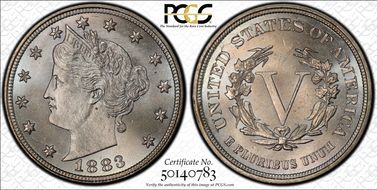 1883 5C No CENTS MS66