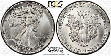 1987 $1 Silver Eagle MS69