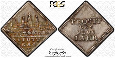 No Date (1/2 Duc) Binder-26 Klippe Silver Stuttgart AU55