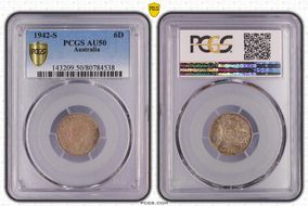 1942-S 6D AU50