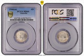 1946(m) 6D KM-38a  Ag MS64