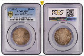 1953(m) Florin Small Rev. Denticles KM-54  Ag MS63