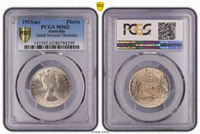 1953(m) Florin Small Rev. Denticles KM-54  Ag MS62