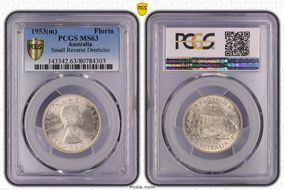 1953(m) Florin Small Rev. Denticles KM-54  Ag MS63