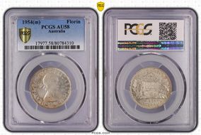 1954(m) Florin KM-54  Ag AU58