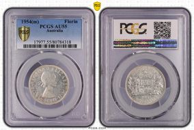 1954(m) Florin KM-54  Ag AU55