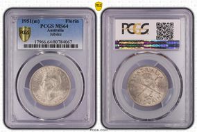 1951(m) Florin Jubilee KM-47  Ag MS64