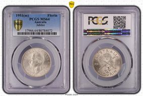 1951(m) Florin Jubilee KM-47  Ag MS64