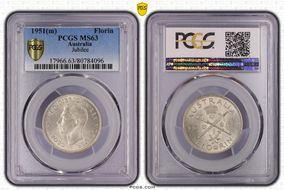 1951(m) Florin Jubilee KM-47  Ag MS63