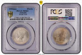 1954(m) Florin Royal Visit KM-55  Ag MS63
