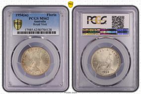 1954(m) Florin Royal Visit KM-55  Ag MS62